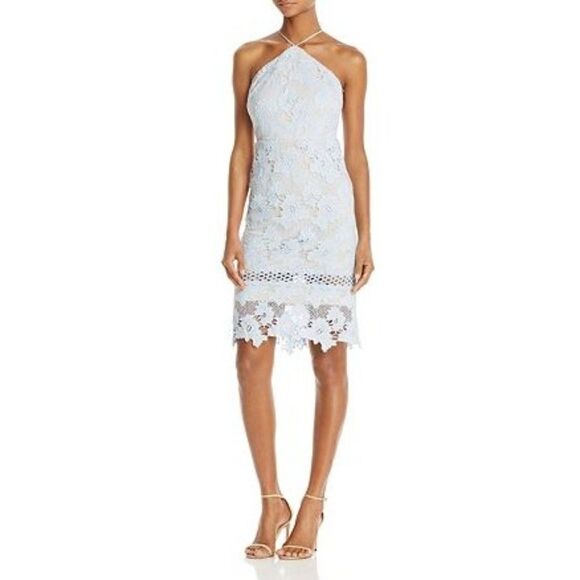 Aqua NWT Lace Halter Dress in Ice Blue Size S - Picture 4 of 6